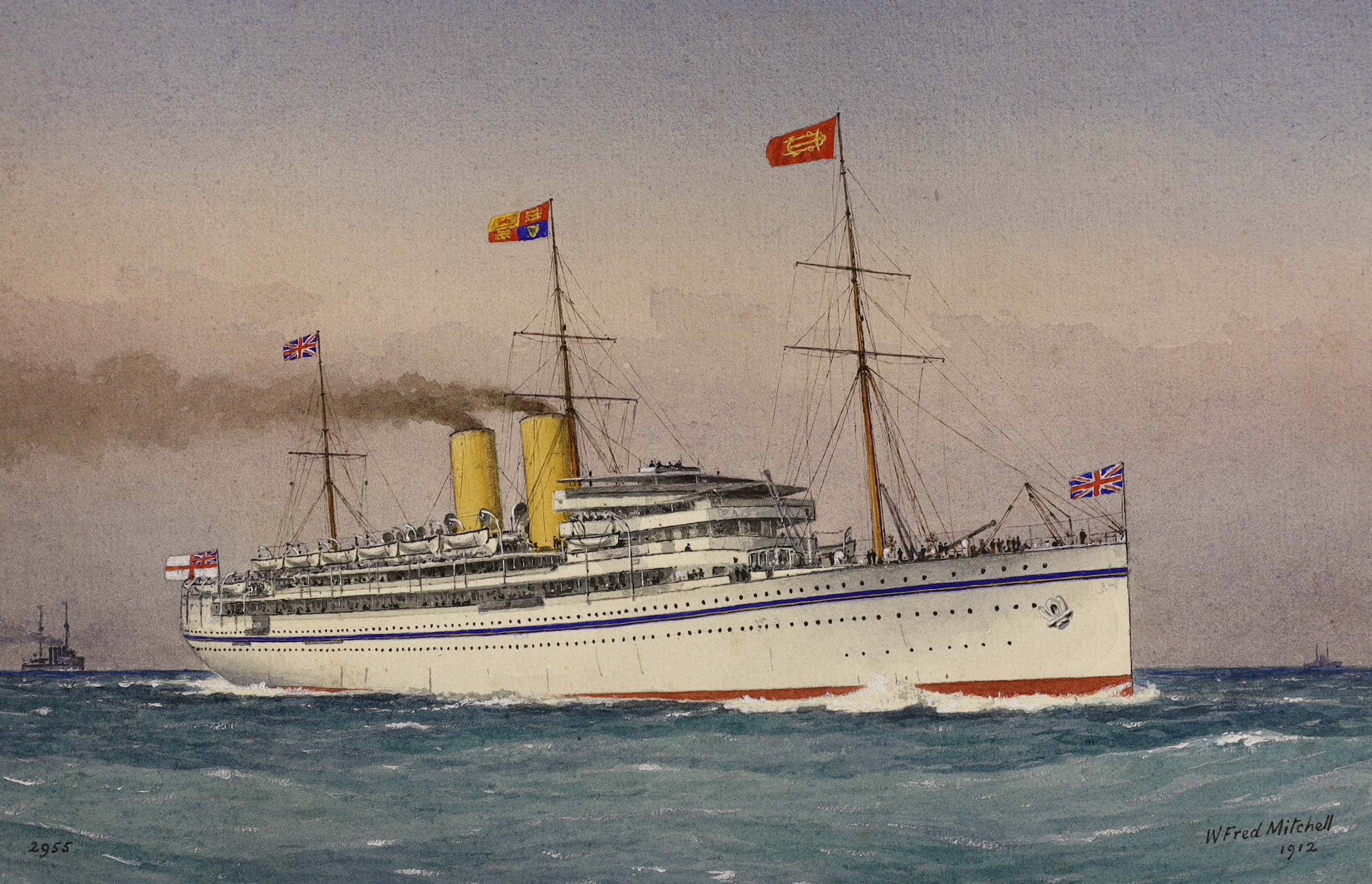 William Frederick Mitchell (1845-1914), two watercolours, HMS Medina, Royal Yacht and HMS Victory, signed and dated 1912/1916, 17 x 26cm and 26 x 18cm, unframed
